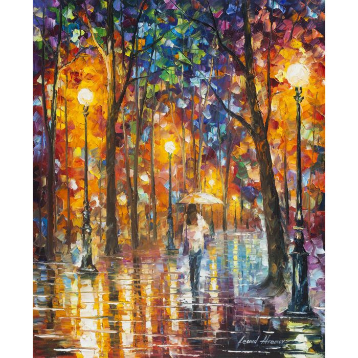 alley by the lake, alley by the lake Leonid Afremov, Leonid Afremov alley by the lake